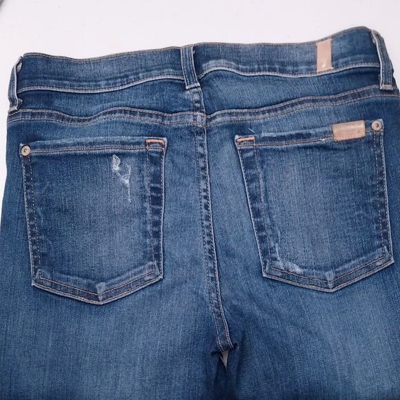 7 FOR ALL MANKIND Womens Size 4 (27) Ankle Skinny Distressed Denim Jeans - Picture 7 of 10